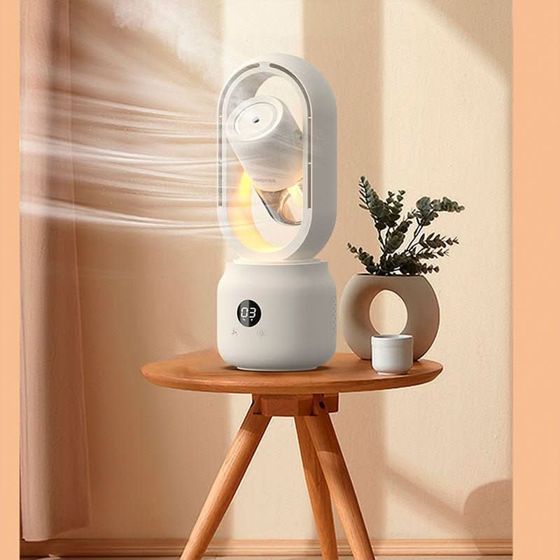 AeroBreeze lapát nélküli ventilátor otthoni és irodai használatra, hordozható hűtő, párásító és éjszakai fény