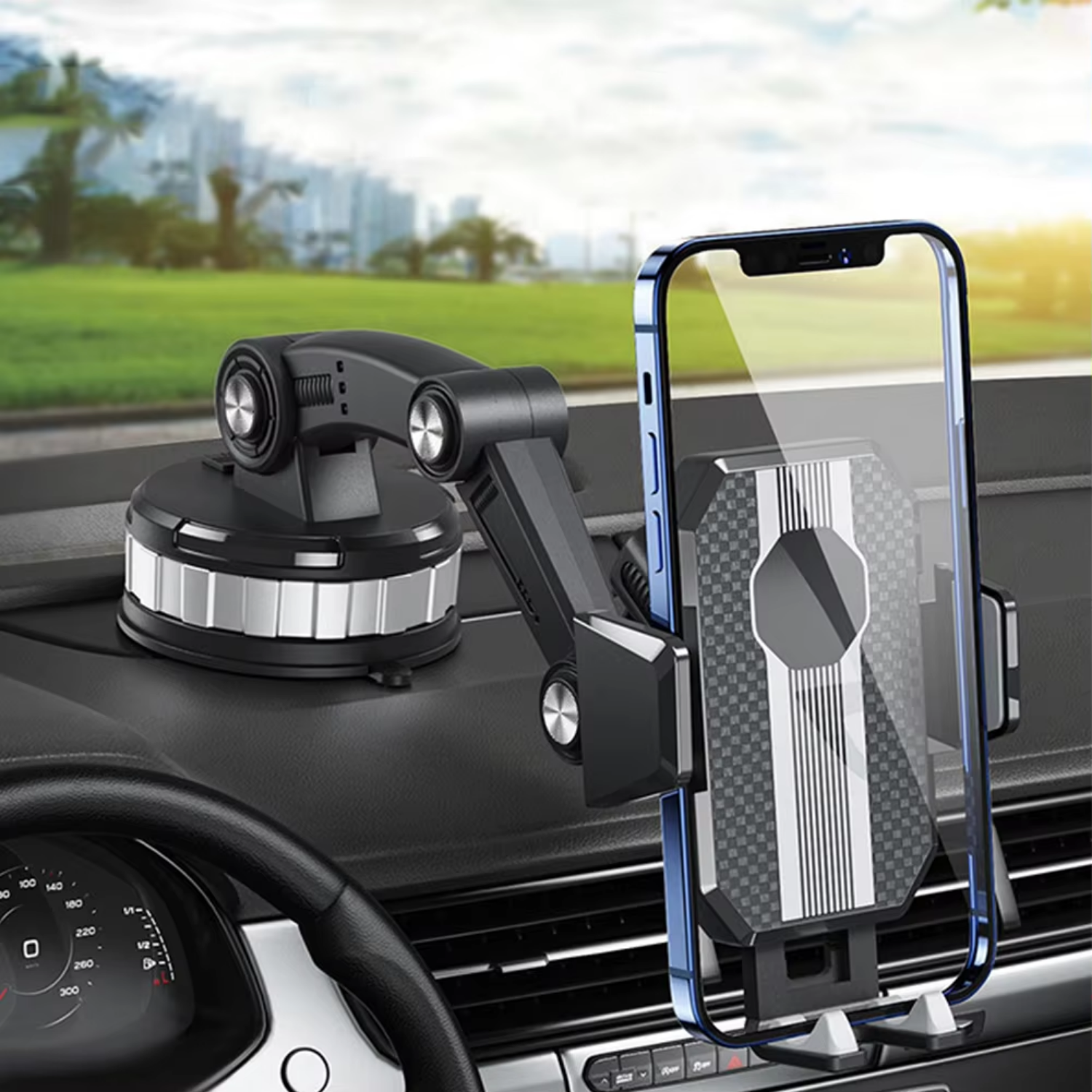 NovaGrip ユニバーサル車載スマホホルダー 強力吸盤式 ダッシュボード取付 360度回転