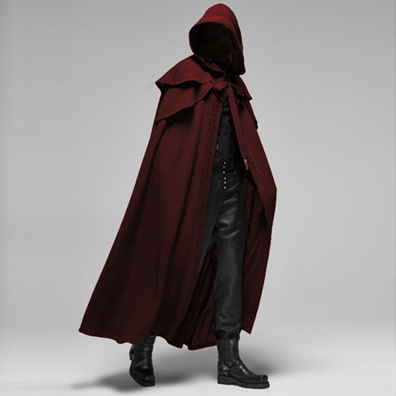 Duskveil Velvet Cape, Full-Length Unisex Gothic Cape From Cotton-Polyester Blend