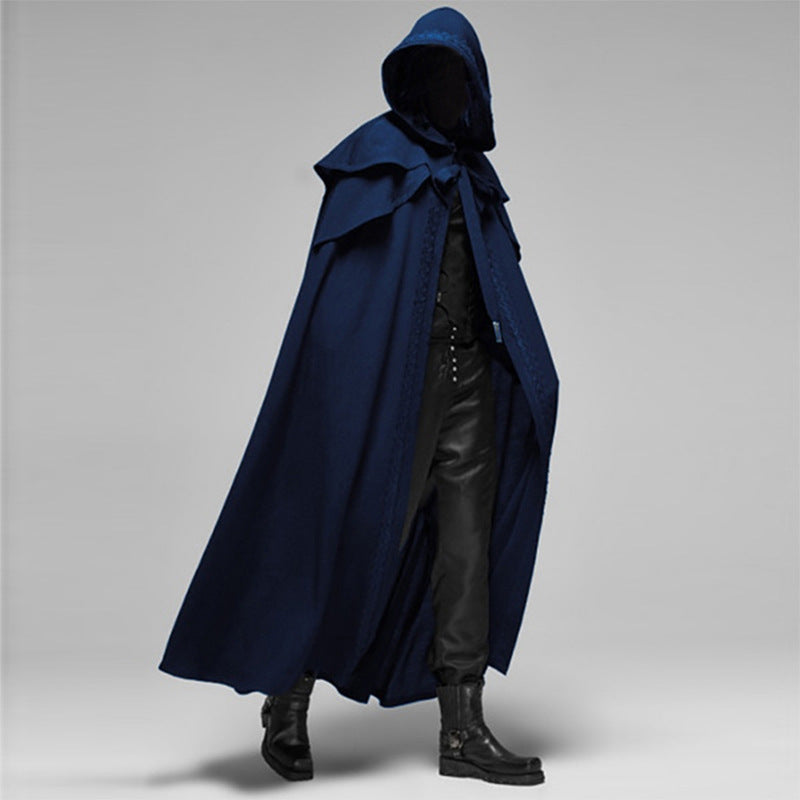 Duskveil Velvet Cape, Full-Length Unisex Gothic Cape From Cotton-Polyester Blend