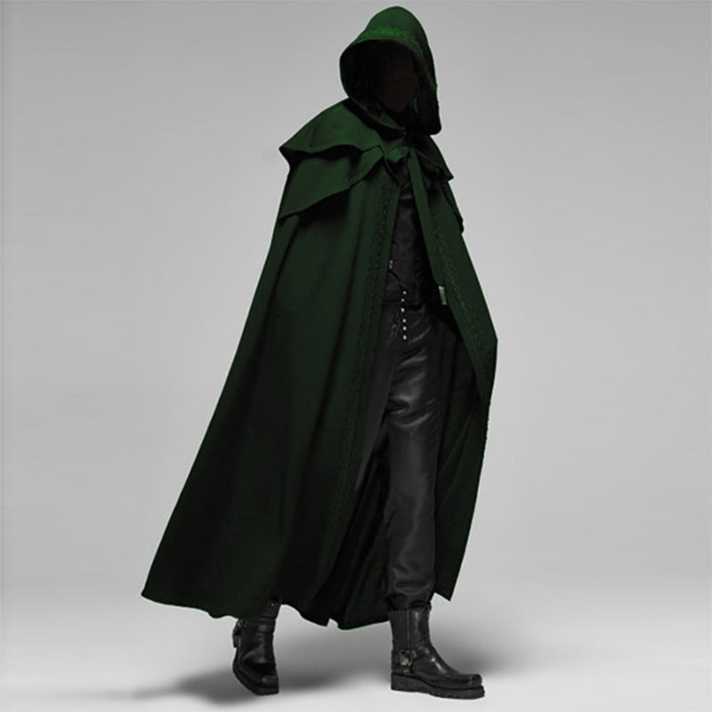 Duskveil Velvet Cape, Full-Length Unisex Gothic Cape From Cotton-Polyester Blend