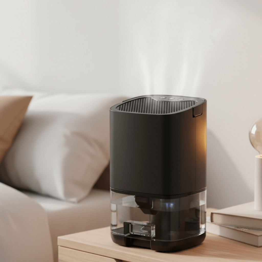 AeroBright Compact Portable Dehumidifier With Colorful Ambient Light For Small Rooms