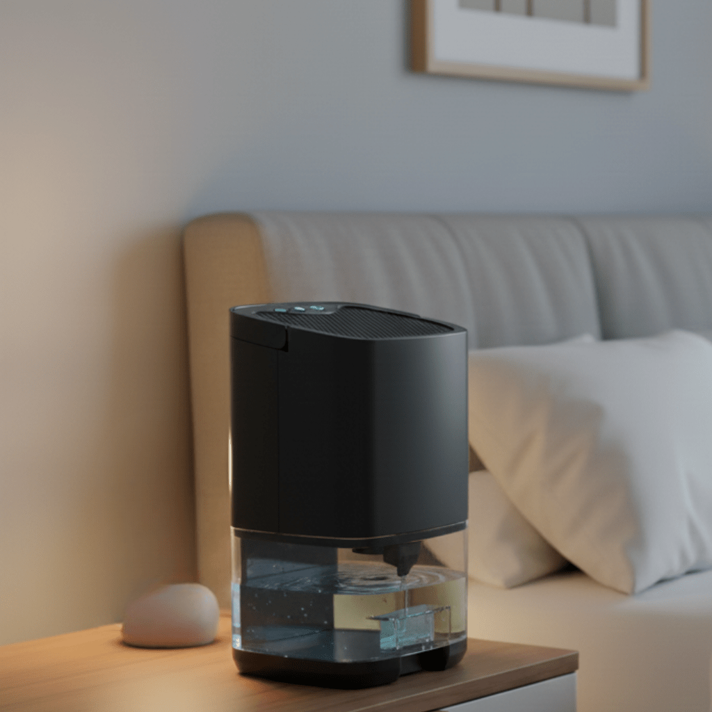 AeroBright Compact Portable Dehumidifier With Colorful Ambient Light For Small Rooms