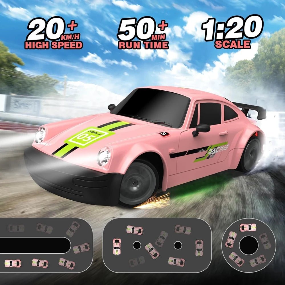 ApexPulse 1:20 méretarányú, nagy sebességű 4WD távirányítós drift autó LED világítással rajongóknak