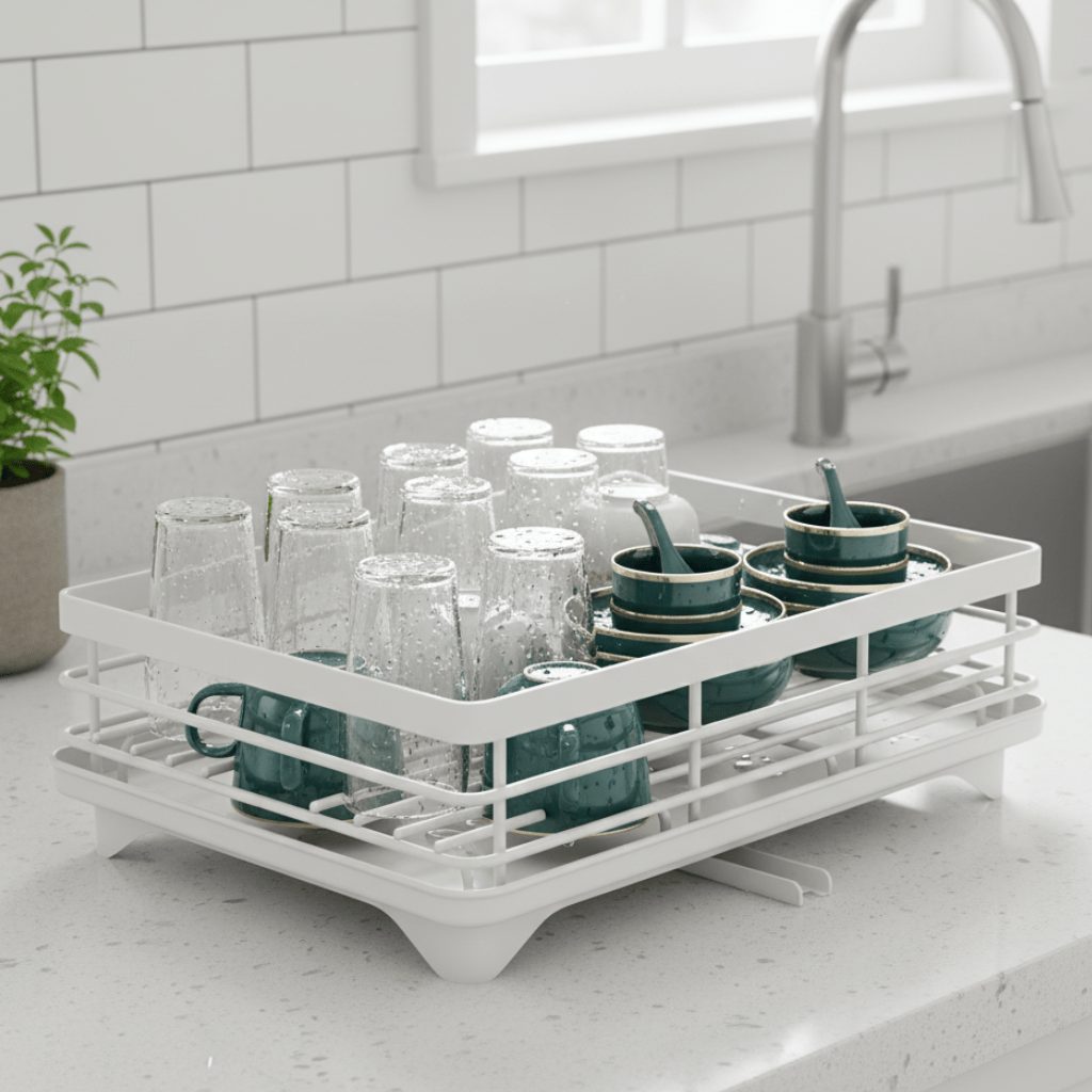 AeroFlow Stainless Steel Dish Drainer and Kitchen Organizer for Small Spaces