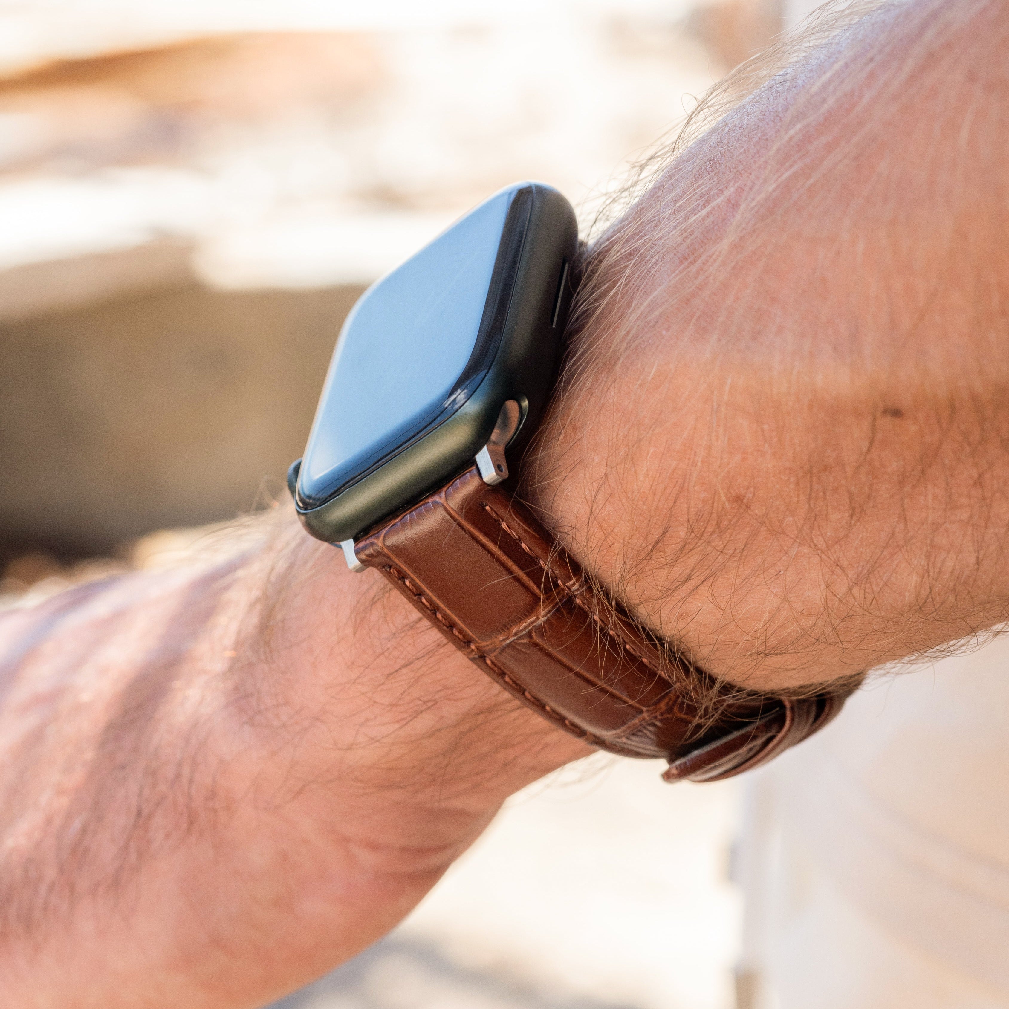 Apple Watch bőrszíj krokodilmintás barna