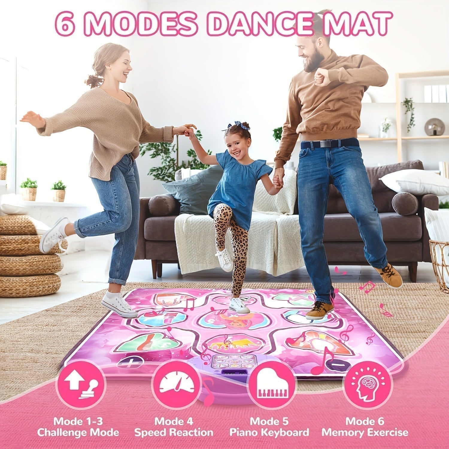 女の子向けスコア機能付きピンクのインタラクティブダンスマット