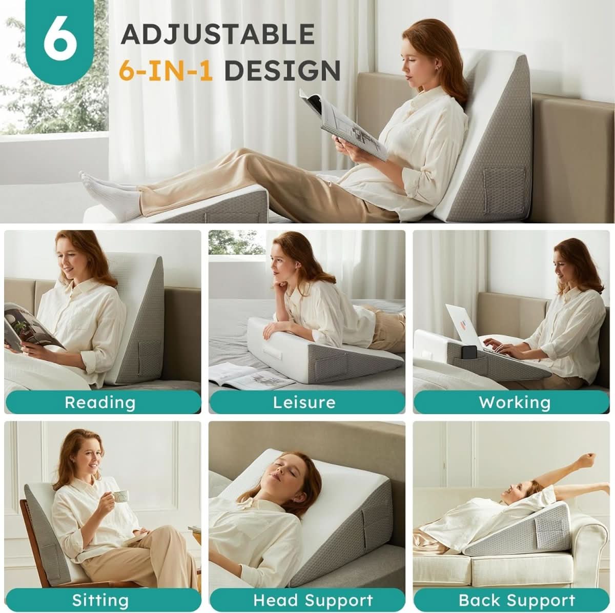 Deluxe memóriahabos ékpárna reflux enyhítésére és ergonómikus alátámasztásra alváshoz