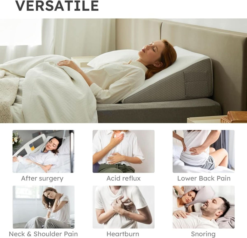 Deluxe memóriahabos ékpárna reflux enyhítésére és ergonómikus alátámasztásra alváshoz