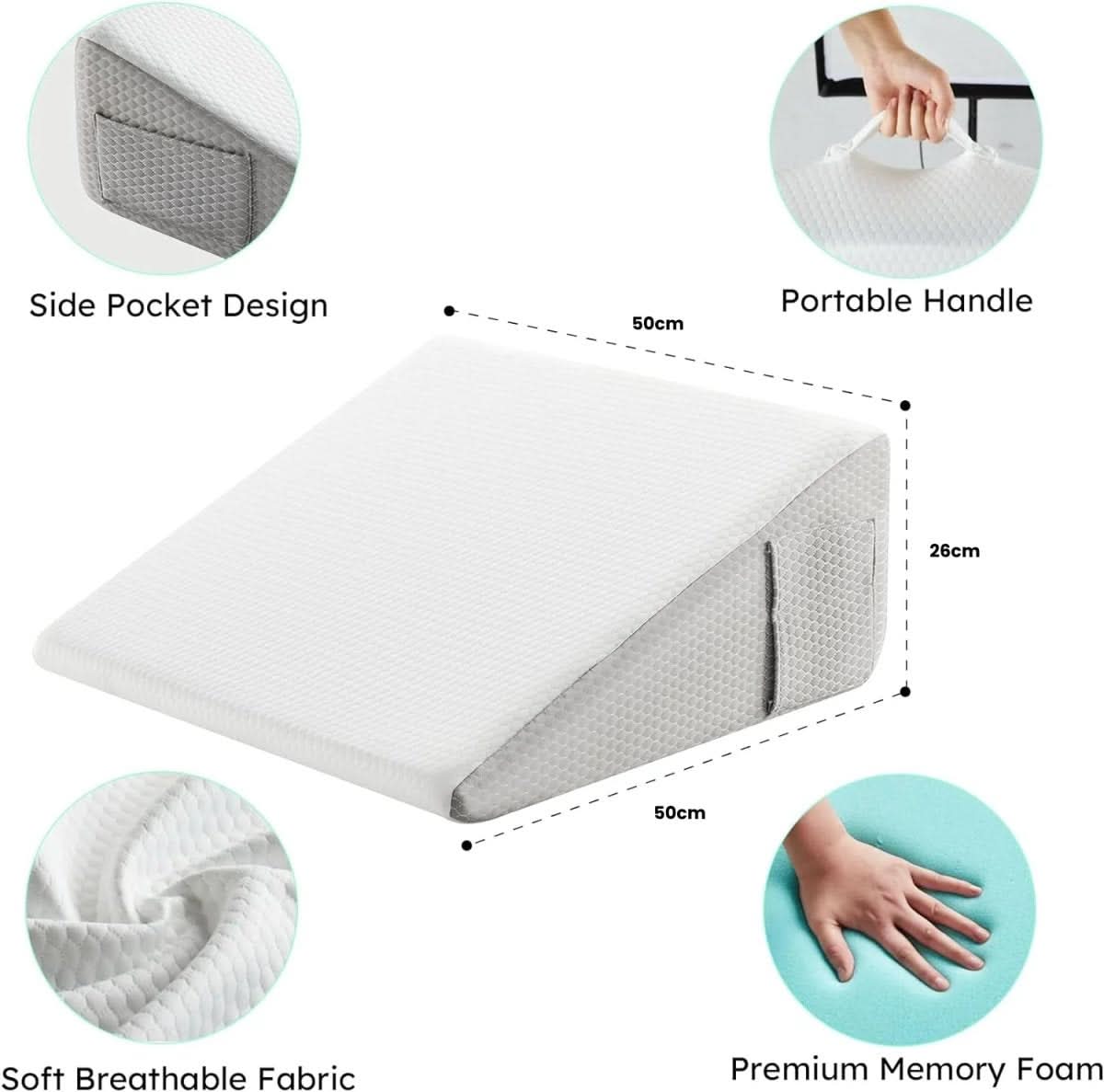 Deluxe memóriahabos ékpárna reflux enyhítésére és ergonómikus alátámasztásra alváshoz