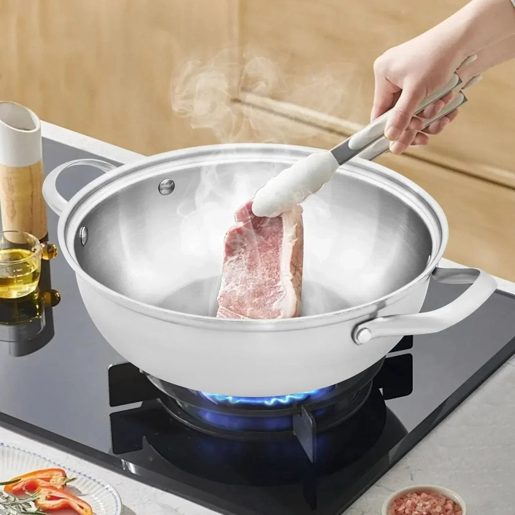 NovaChef ステンレス製ガラス蓋付き調理鍋 全コンロ対応 家庭料理用