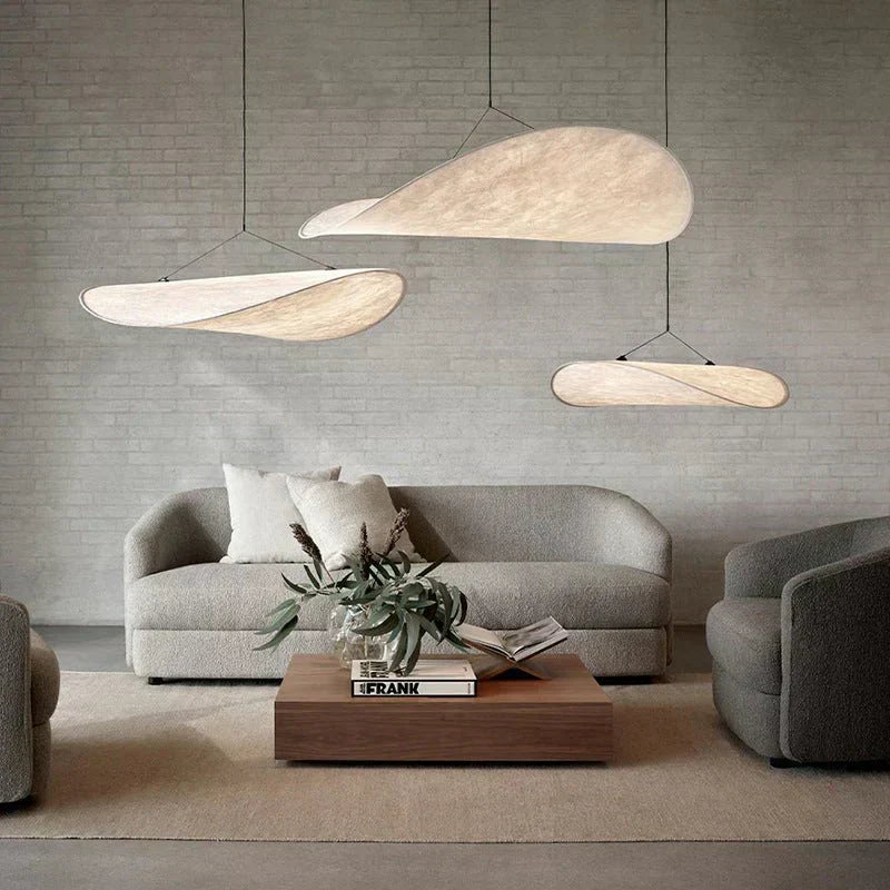 Serene Lantern Japandi Silk Pendant Light For Minimalist Homes Warm Glow