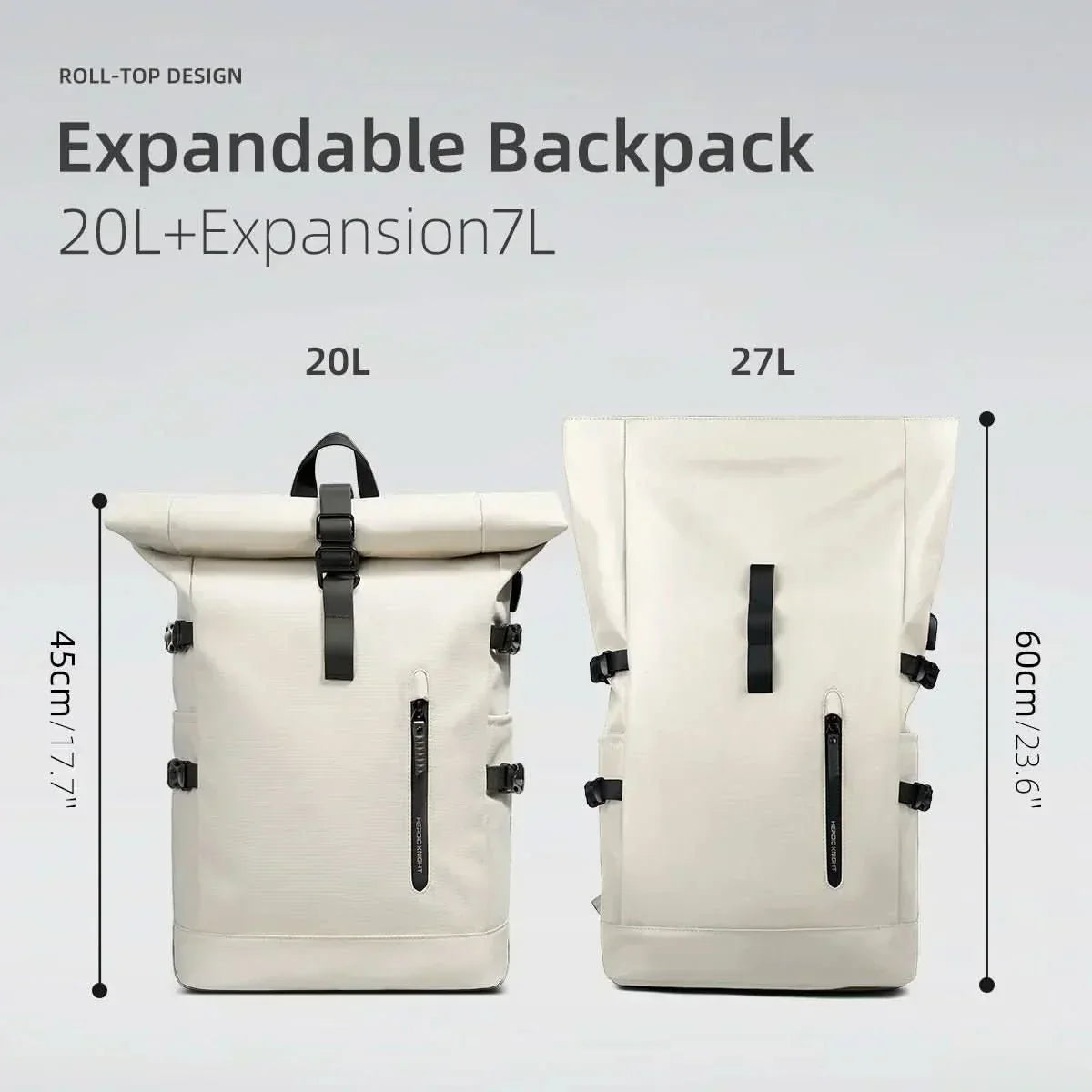 AeroTrail bővíthető rolltop hátizsák laptoprekesszel ingázóknak
