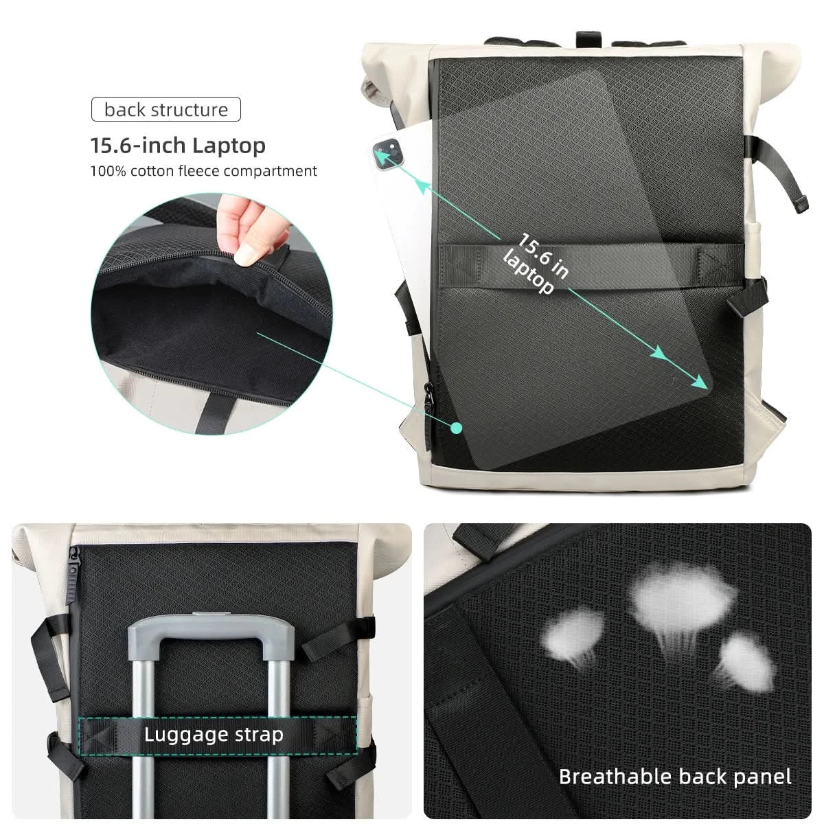 AeroTrail bővíthető rolltop hátizsák laptoprekesszel ingázóknak