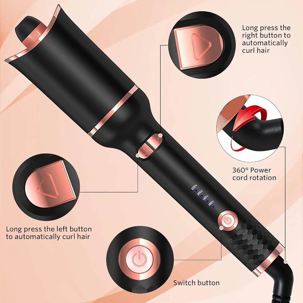 AeroCurl Pro Automatic Ceramic Curling Iron With Rotating Barrel For All Hair Types