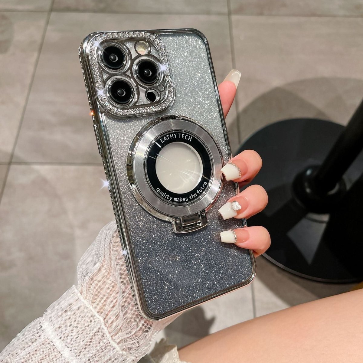 NovaHalo グリッター MagSafe iPhone用 360度回転リング付きスマホホルダー 安全グリップ