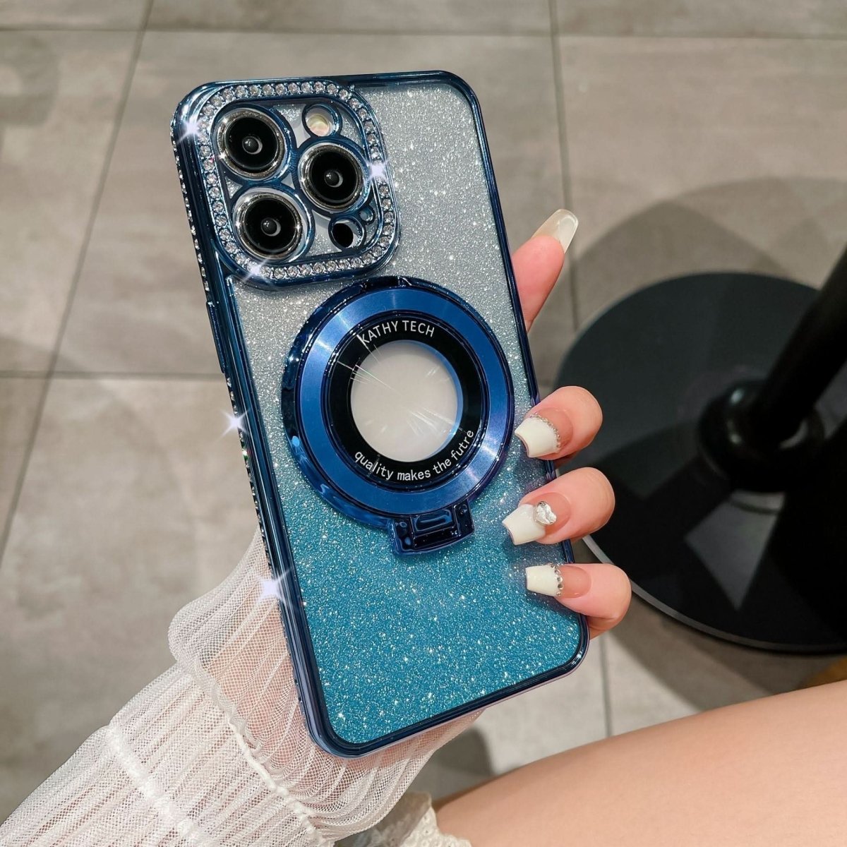 NovaHalo グリッター MagSafe iPhone用 360度回転リング付きスマホホルダー 安全グリップ