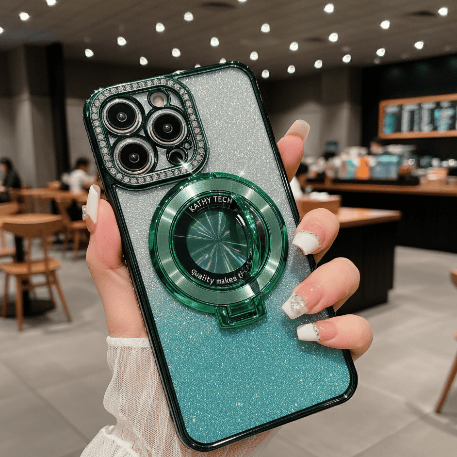 NovaHalo グリッター MagSafe iPhone用 360度回転リング付きスマホホルダー 安全グリップ
