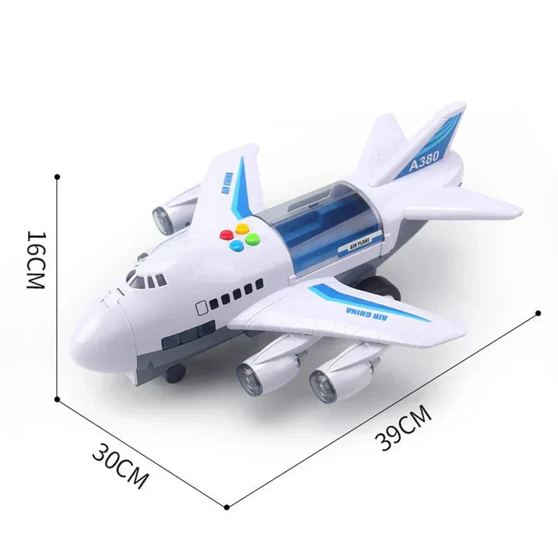AeroPulse inerciális repülőgép játék zenével, világítással és mini autókkal gyerekeknek