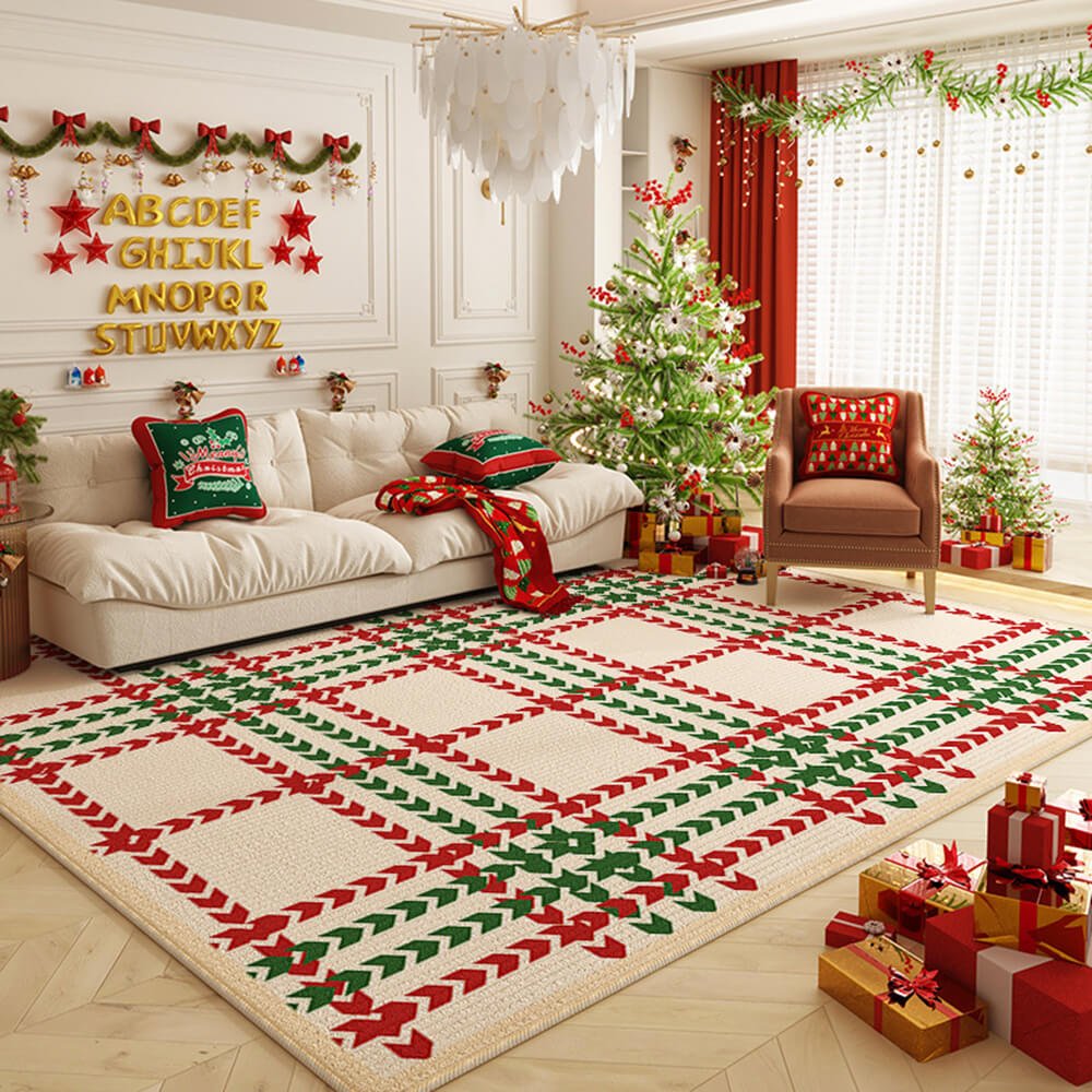 HearthNest クリスマスラグ 暖かく滑りにくい 快適なホリデーホーム用
