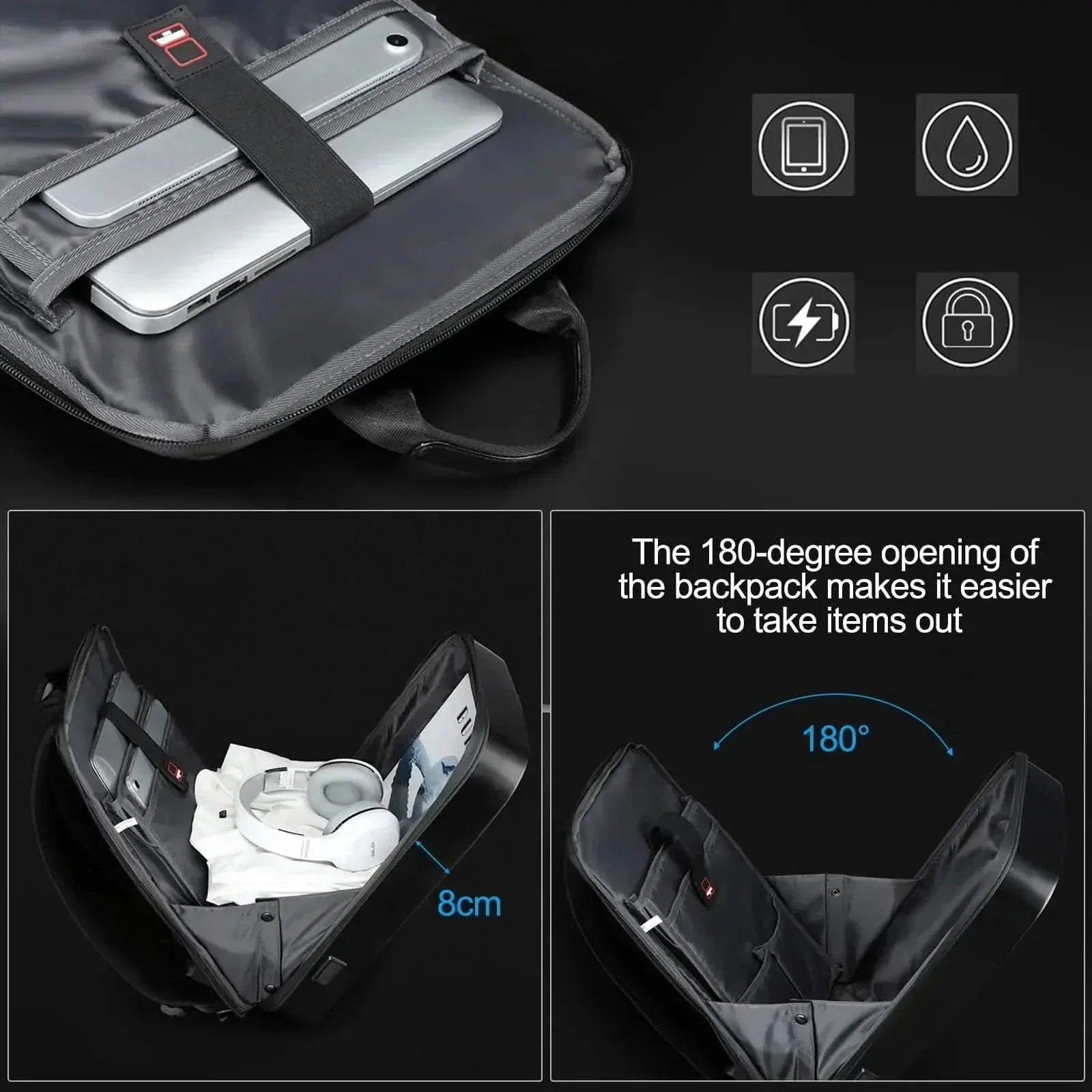 AeroGuard Expandable Laptop Backpack With USB Port And Anti Theft For Professionals