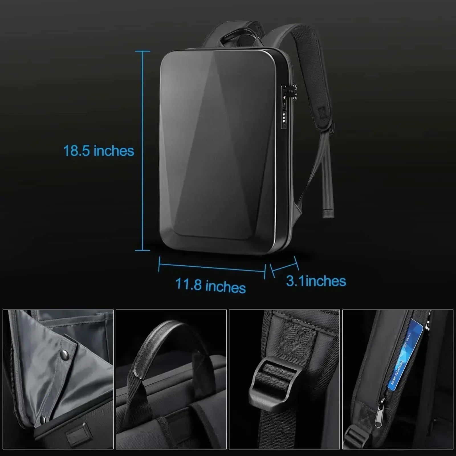 حقيبة ظهر لابتوب قابلة للتوسيع AeroGuard مع منفذ USB ونظام مضاد للسرقة للمحترفين