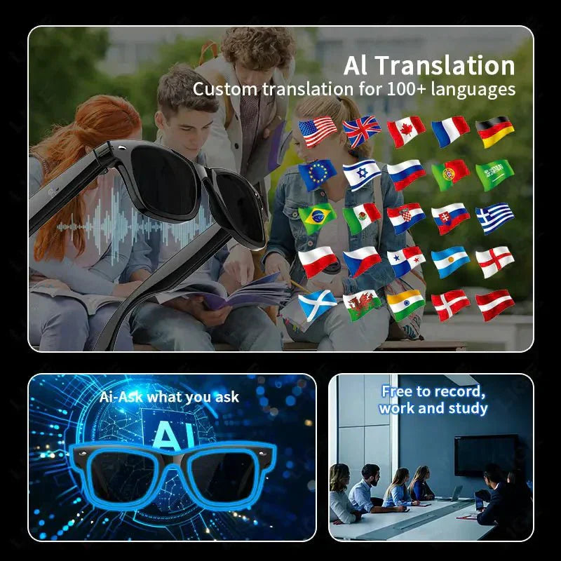 LumaLens AI 翻訳機能付きHDカメラ搭載トラベル用サングラス