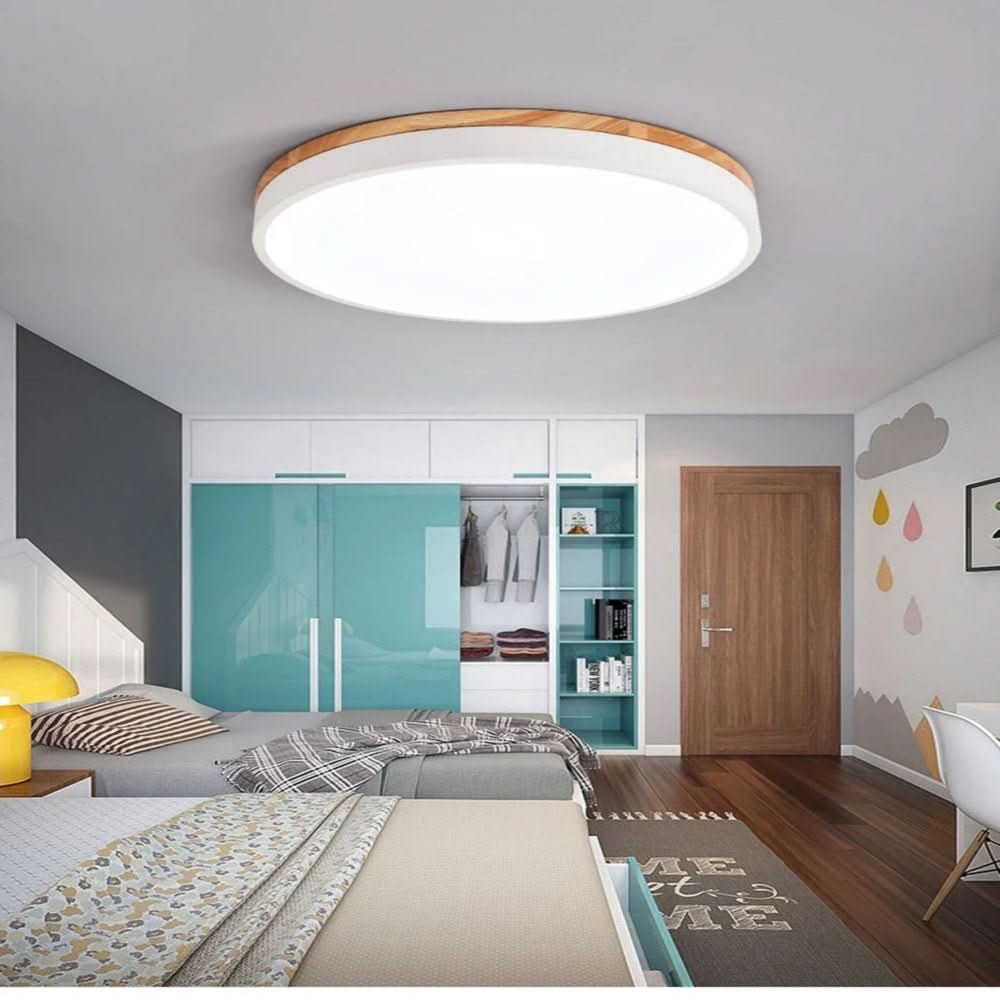 AuroraGlow modern fa mennyezeti lámpa nappalikhoz, környezetbarát anyagokból