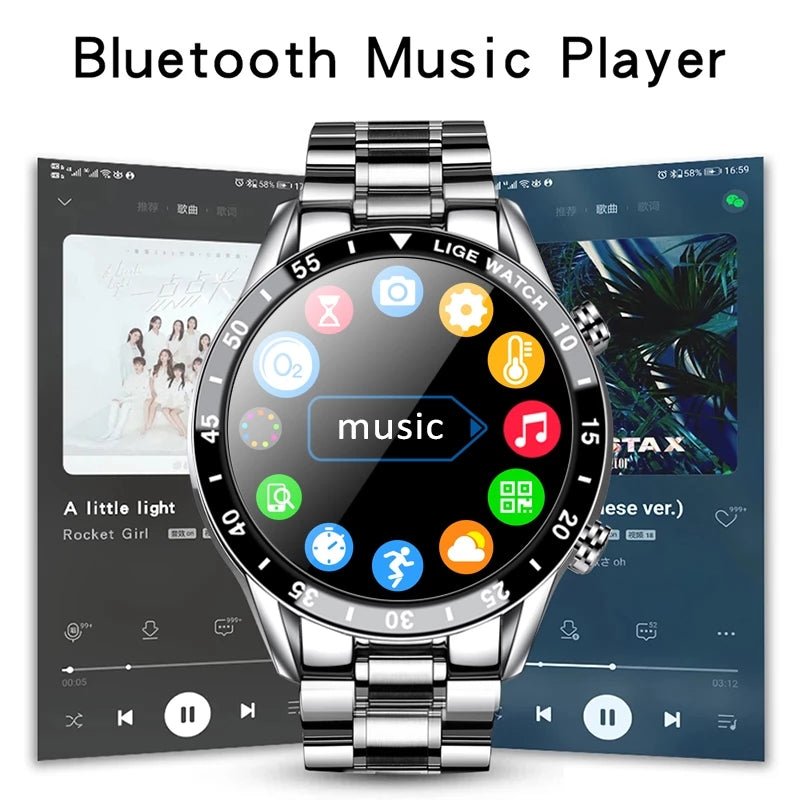 AureaTime Luxus Bluetooth Okosóra Professzionális Rozsdamentes Acél Szíjjal