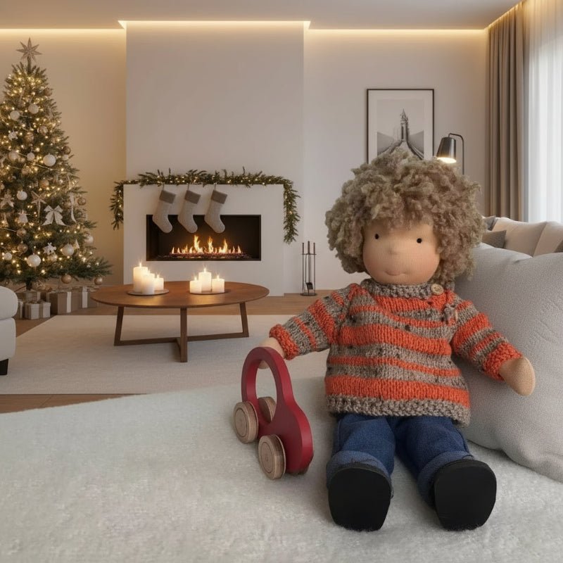 Aria Waldorf baba, kézzel készített puha pamut testtel, 30 cm, kreatív képzeletjátékhoz