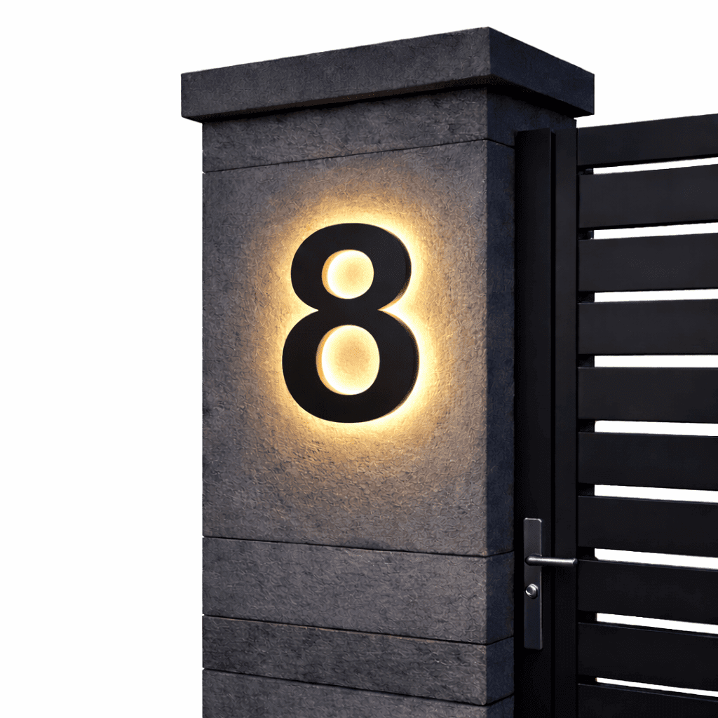 NovaGlow LED House Numbers Backlit Stainless Steel Address Sign For Modern Homes