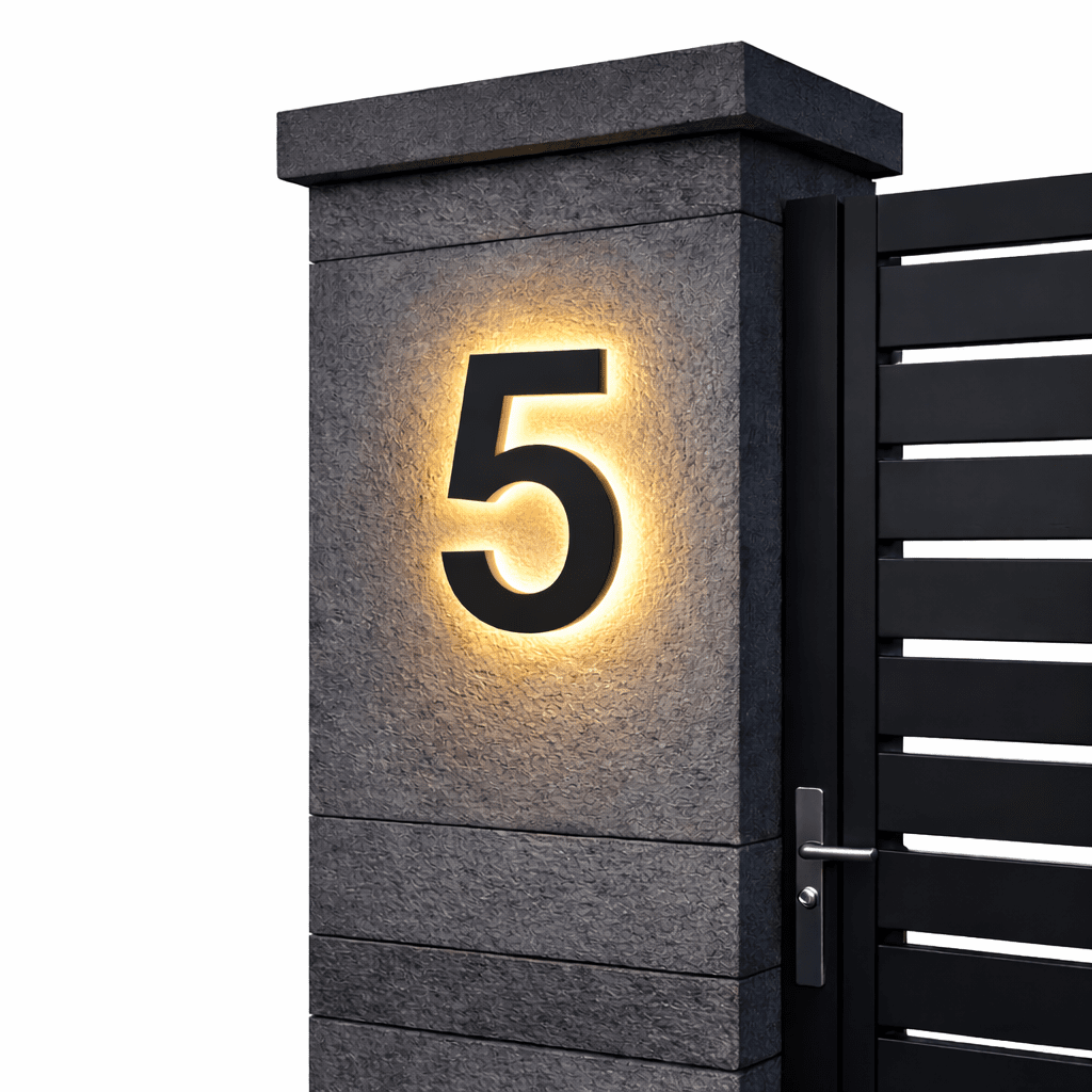 NovaGlow LED House Numbers Backlit Stainless Steel Address Sign For Modern Homes