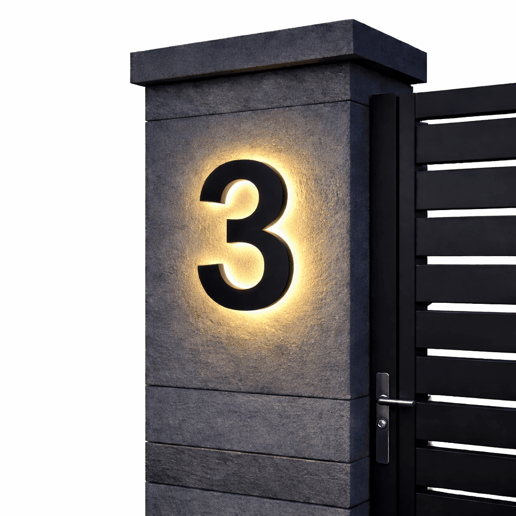 NovaGlow LED House Numbers Backlit Stainless Steel Address Sign For Modern Homes