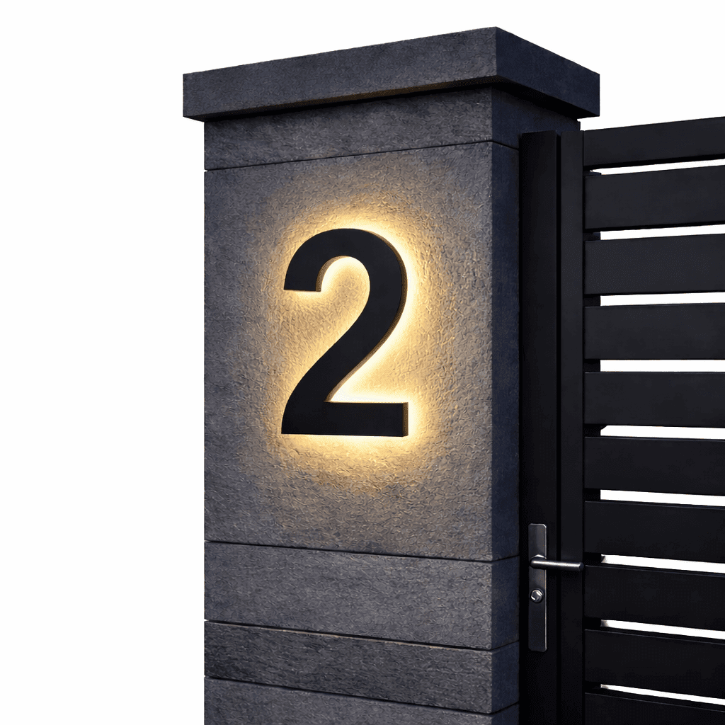 NovaGlow LED House Numbers Backlit Stainless Steel Address Sign For Modern Homes