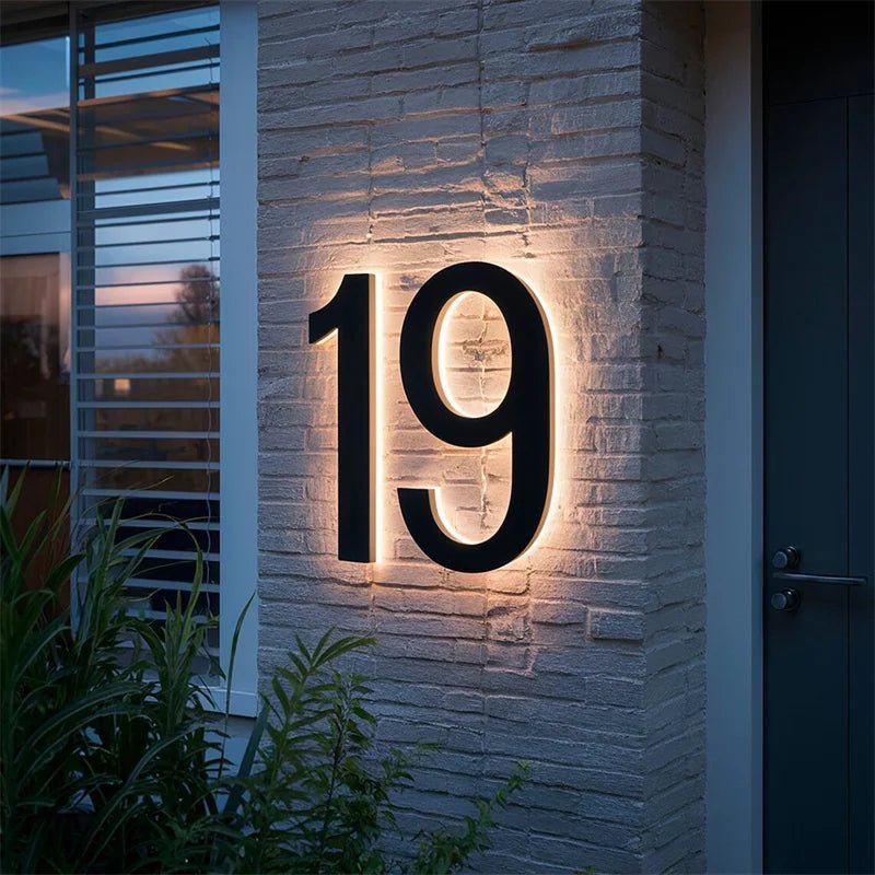 NovaGlow LED House Numbers Backlit Stainless Steel Address Sign For Modern Homes