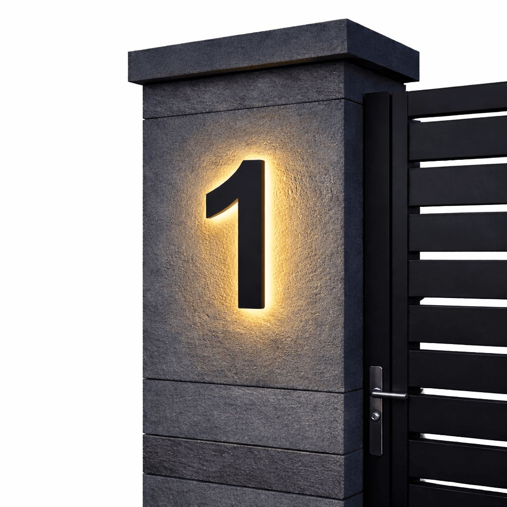 NovaGlow LED House Numbers Backlit Stainless Steel Address Sign For Modern Homes