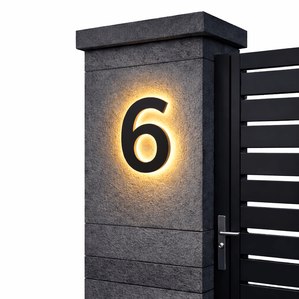 NovaGlow LED House Numbers Backlit Stainless Steel Address Sign For Modern Homes