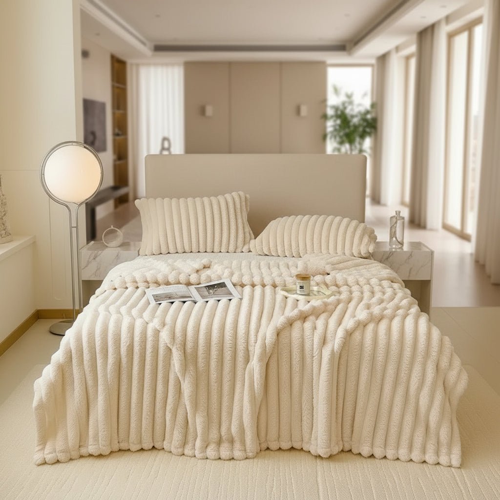 CozyNest szintetikus nyúlszőr ölelkező takaró kanapéra és ágyra, puha melegség