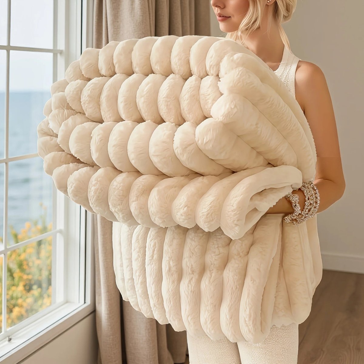 CozyNest szintetikus nyúlszőr ölelkező takaró kanapéra és ágyra, puha melegség