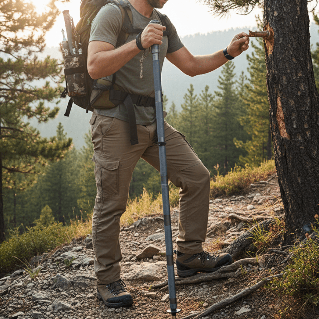 TrailFlex ステンレススチール キャンプ用ウォーキングスティック 頑丈で人間工学に基づいたグリップ ハイカー向け