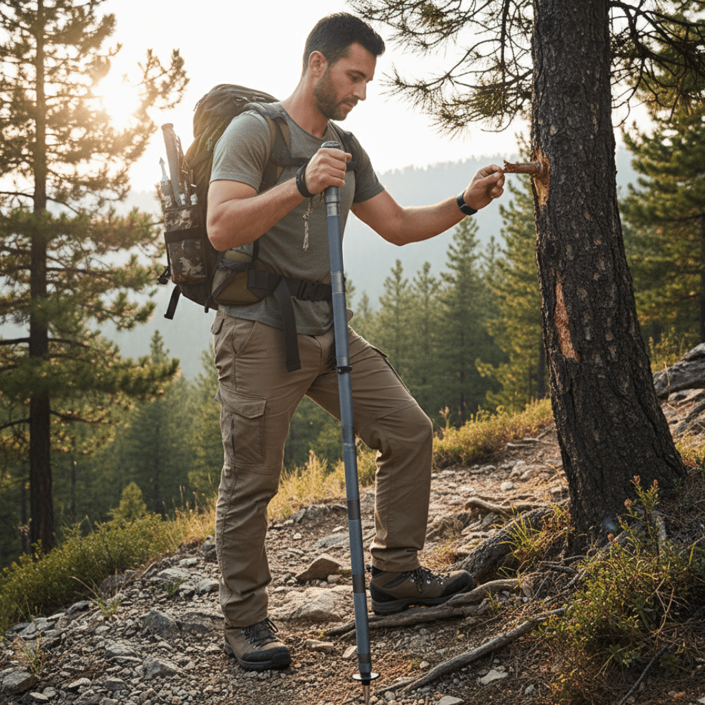 TrailFlex ステンレススチール キャンプ用ウォーキングスティック 頑丈で人間工学に基づいたグリップ ハイカー向け