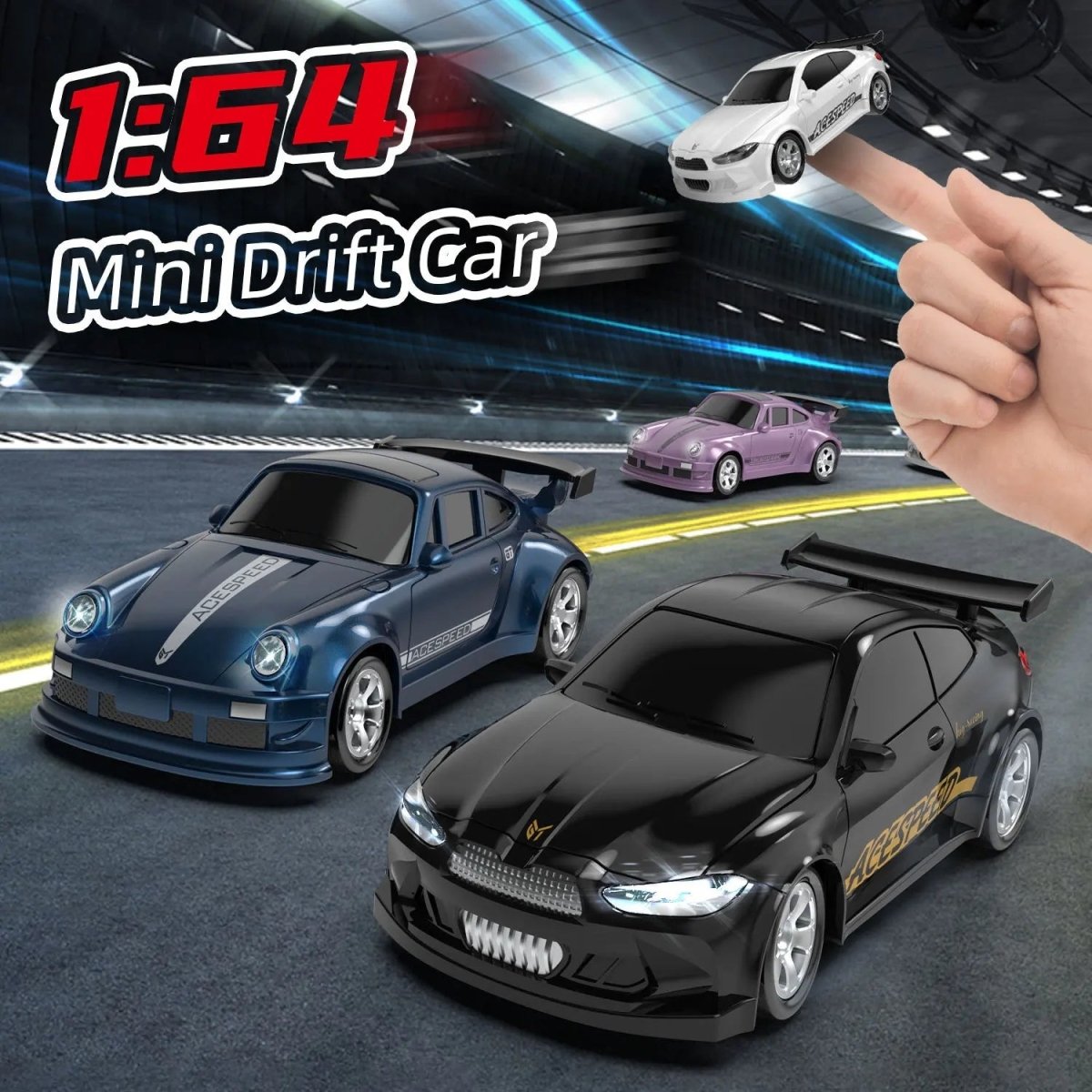NovaDrive 1:64 ミニレーシングカー 2.4 GHz リモコン＆ドリフトタイヤ付き