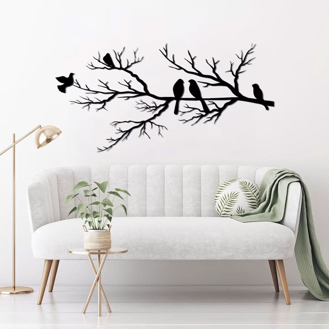 AeroLoom Birds On Branch Metal Wall Art For Elegant Living Rooms