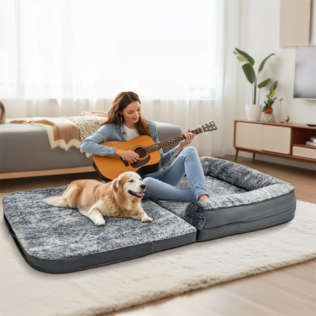 CozyHaven ultra puha 180 cm-es kutyaágy emelt peremmel Önnek és kedvencének