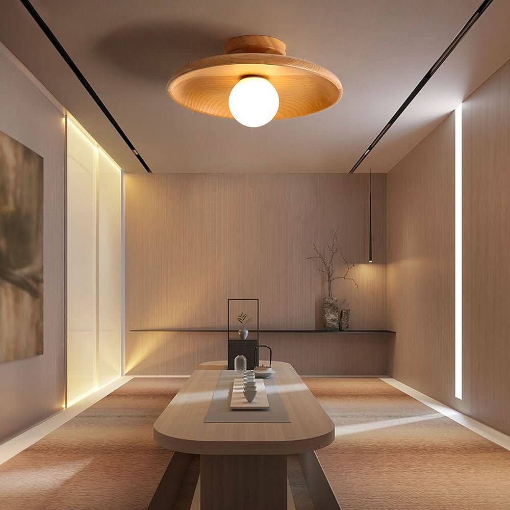 LumaNest ウッドデザイン天井ランプ モダンな住まいにぬくもりのあるミニマルな光を