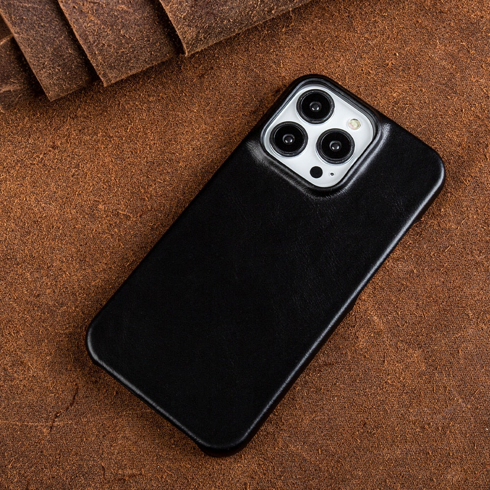 Oil Wax Genuine Leather iPhone Case By Luma Studio