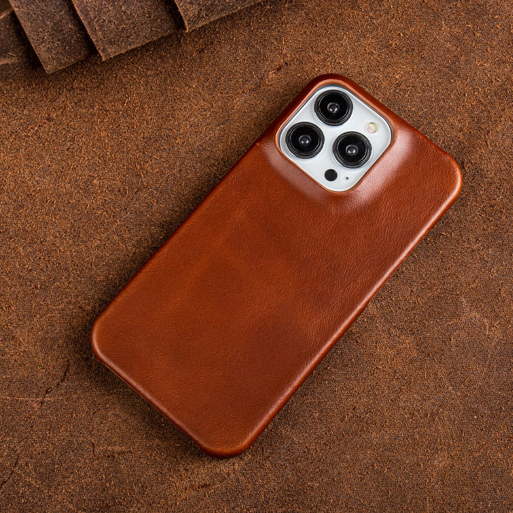 Oil Wax Genuine Leather iPhone Case By Luma Studio