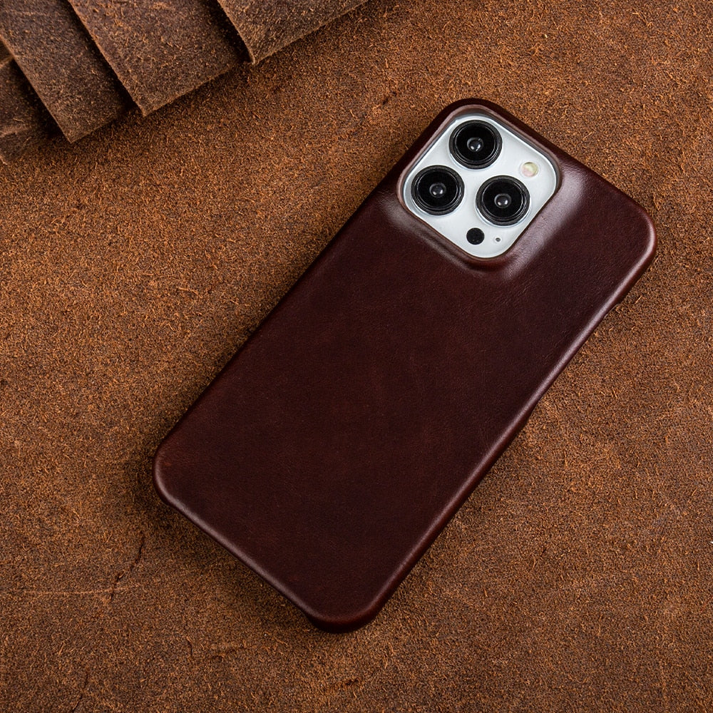 Oil Wax Genuine Leather iPhone Case By Luma Studio