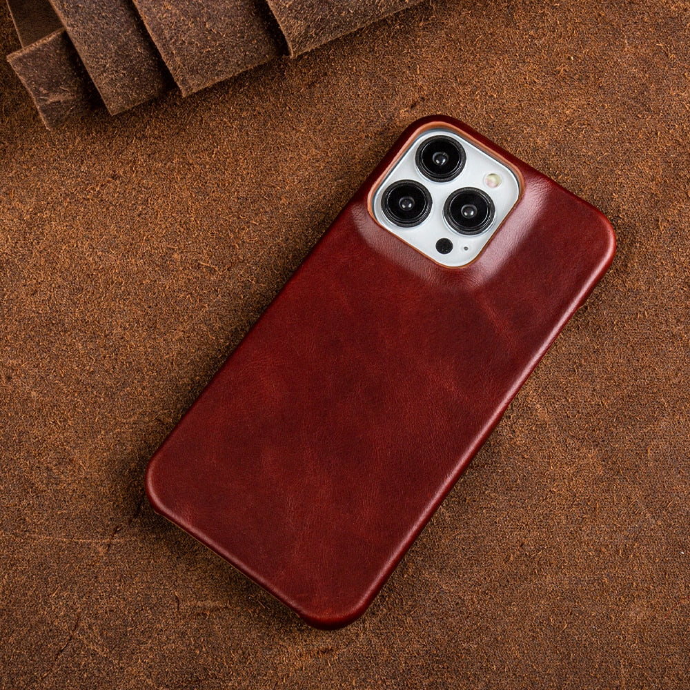 Oil Wax Genuine Leather iPhone Case By Luma Studio