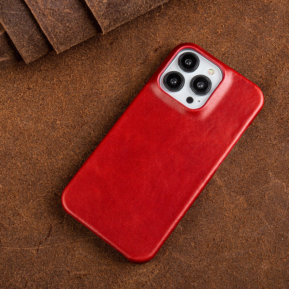 Oil Wax Genuine Leather iPhone Case By Luma Studio